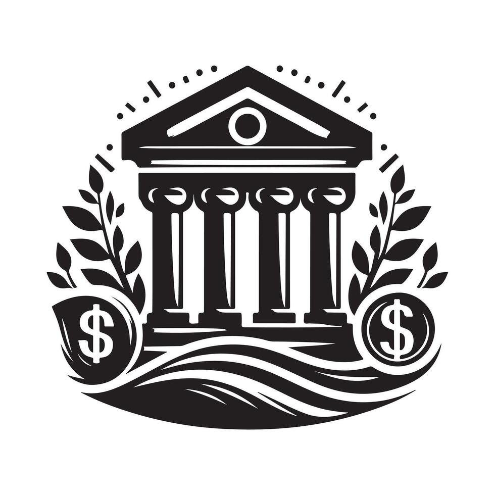 art of bank silhouette vector