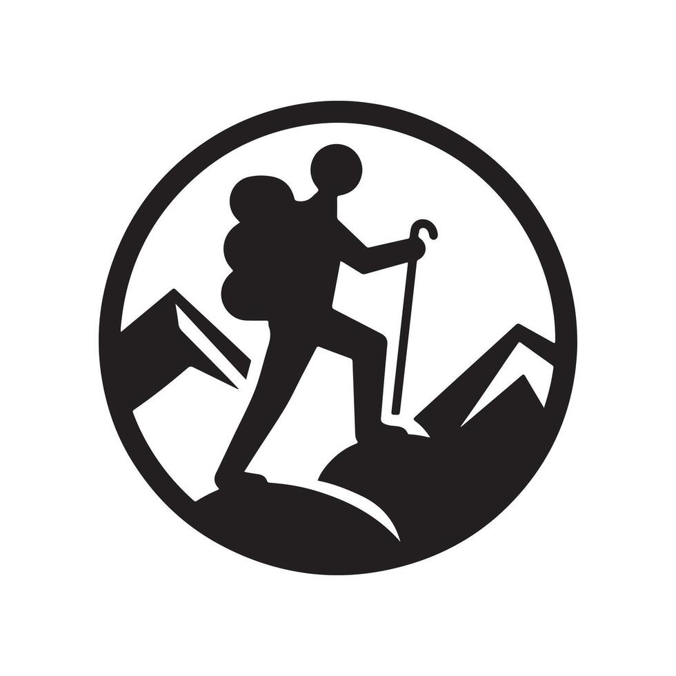 hiking art silhouette graphic design vector
