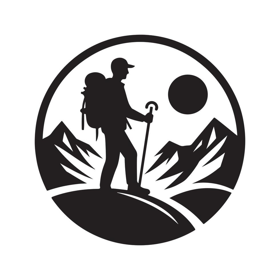 hiking silhouette illustration design vector