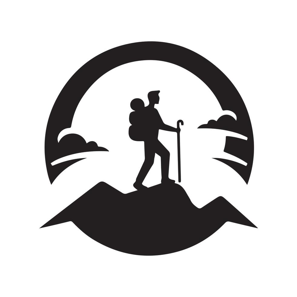 hiking silhouette image art vector