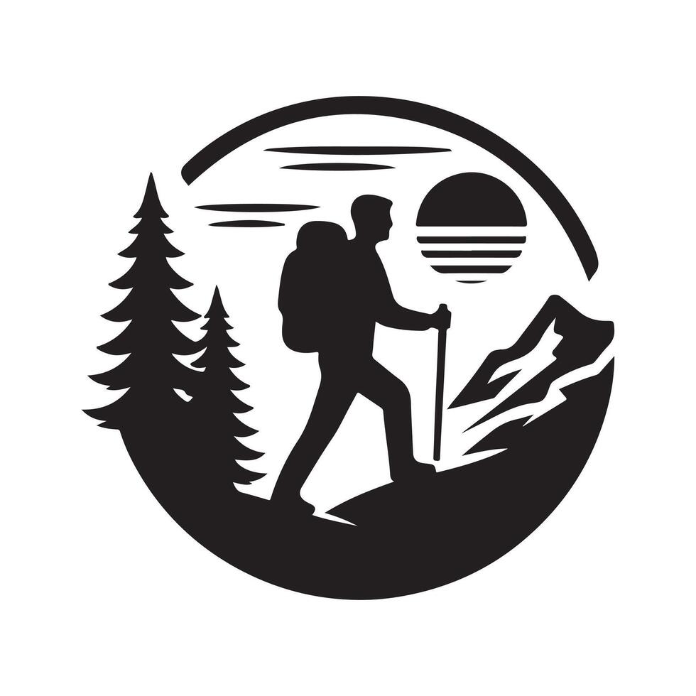 hiking silhouette graphic design product vector