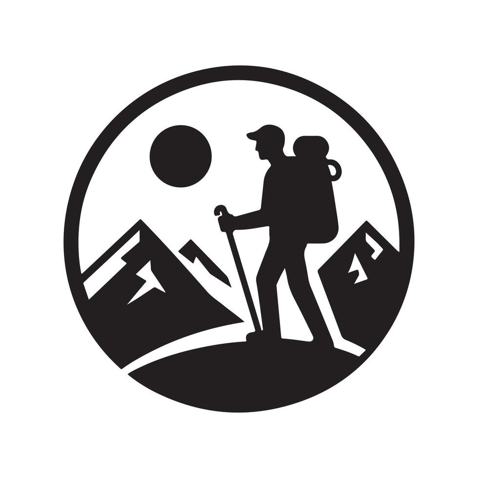 silhouette hiking graphic design vector