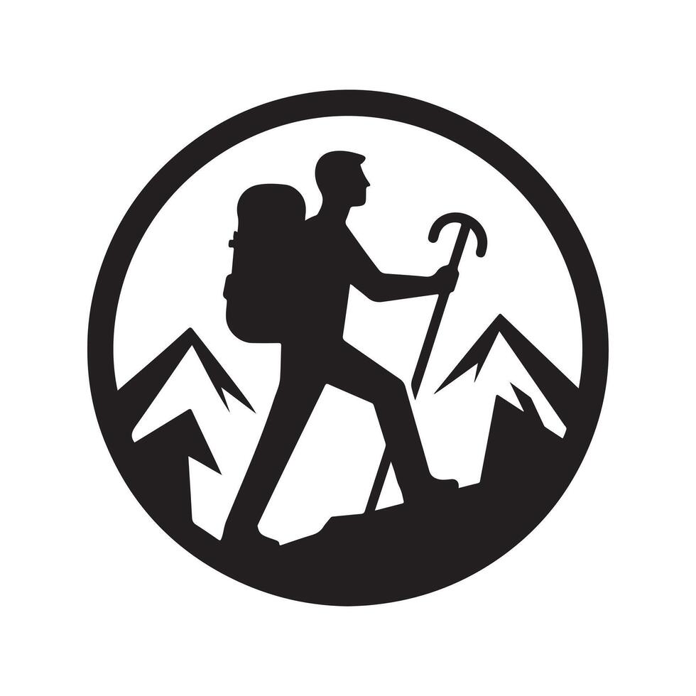 silhouette hiking design image vector