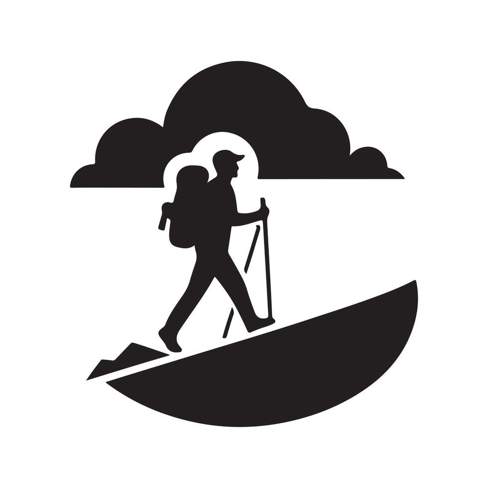 hiking silhouette design artwork vector
