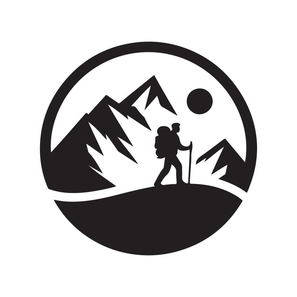 hiking graphic silhouette design vector