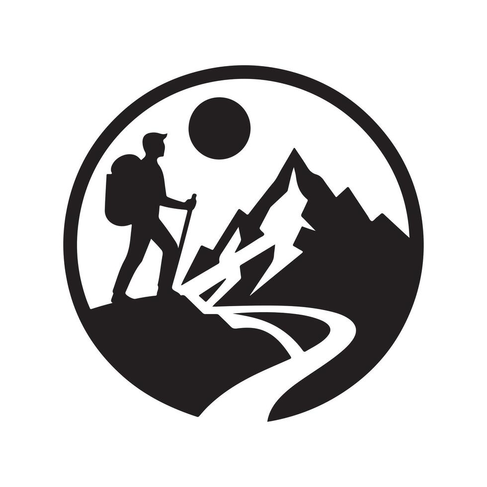 silhouette hiking art image vector