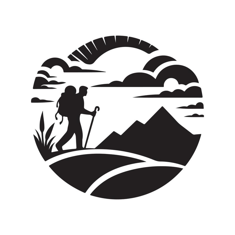 hiking silhouette artwork image vector