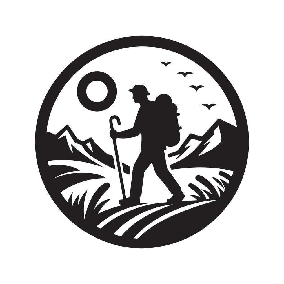 hiking silhouette graphic image vector