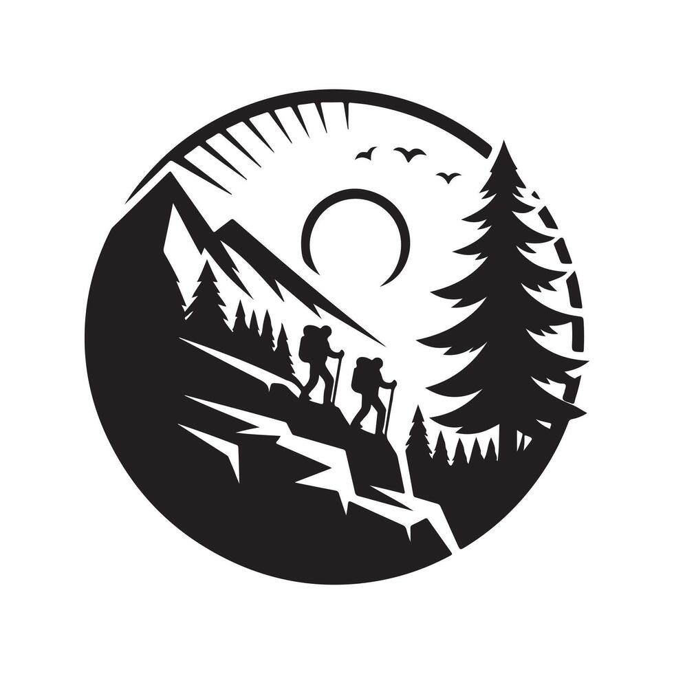 hiking silhouette graphics image vector