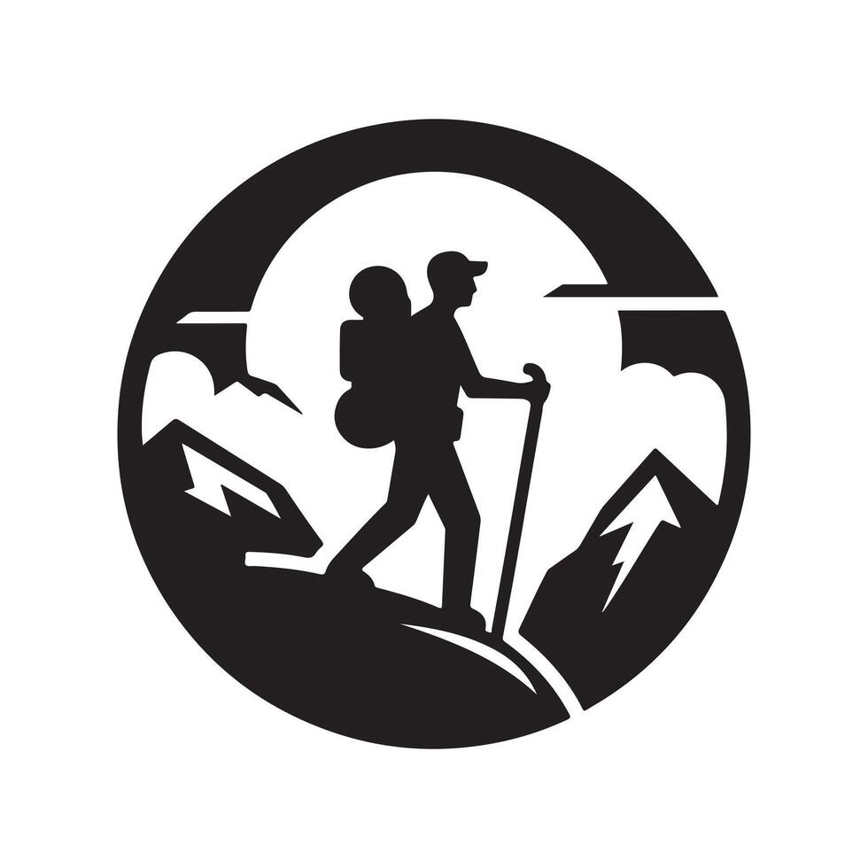 hiking silhouette art graphics vector
