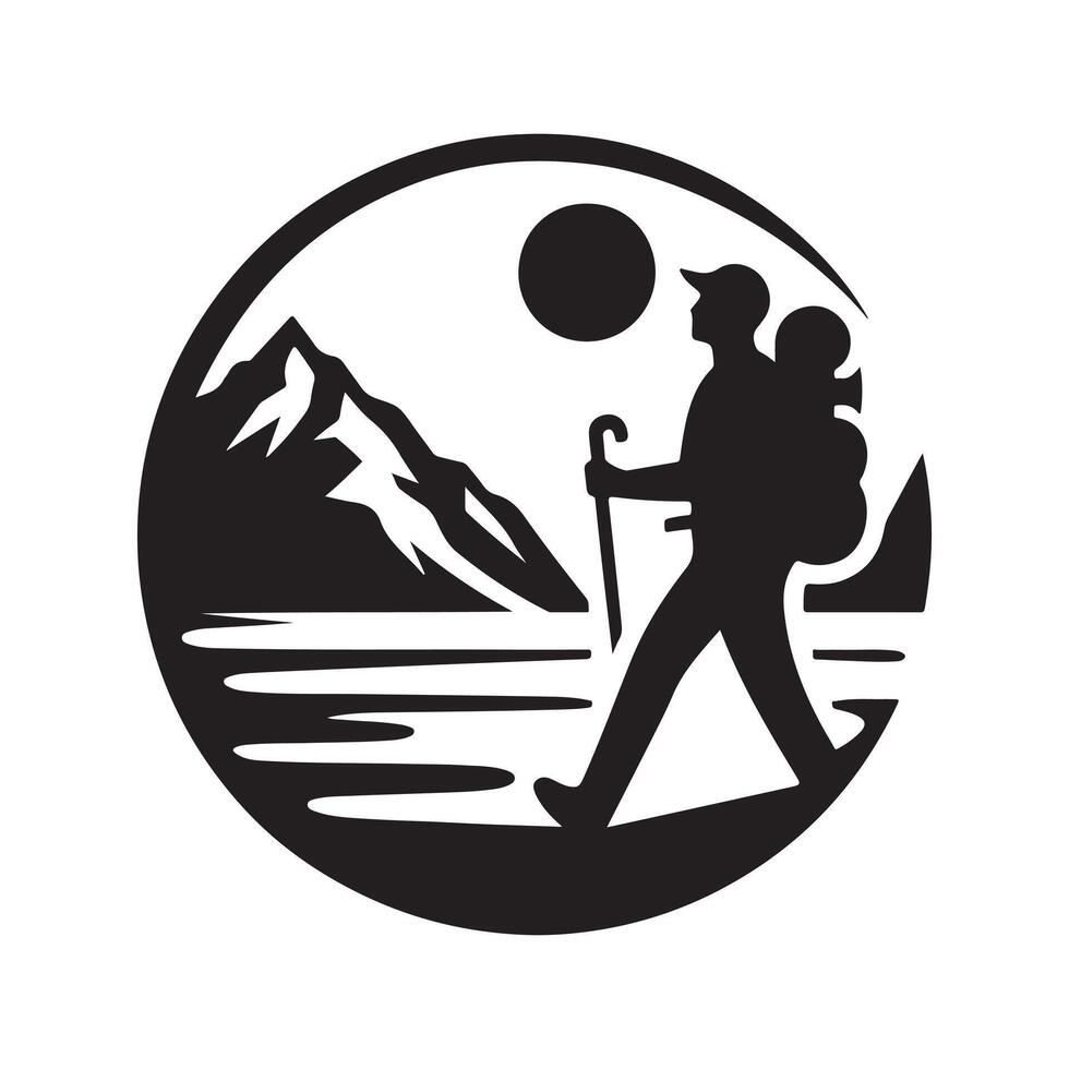 hiking silhouette design art vector