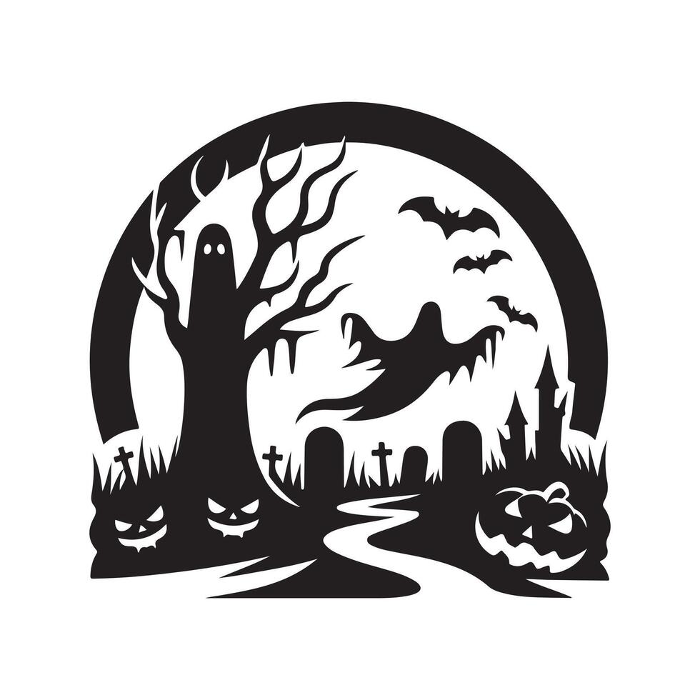 haunted halloween art design vector