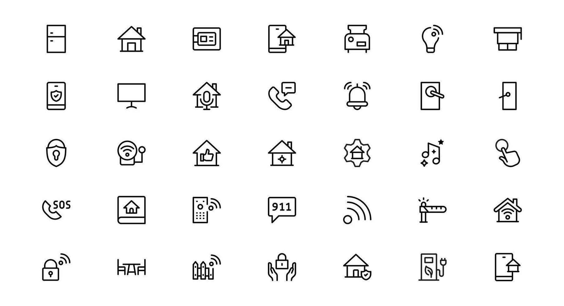 Home Automation Projects with Sleek and Modern Icons Set Collection. Includes Everything You Need for Smart Homes, Device Control, and Automation Solutions. vector