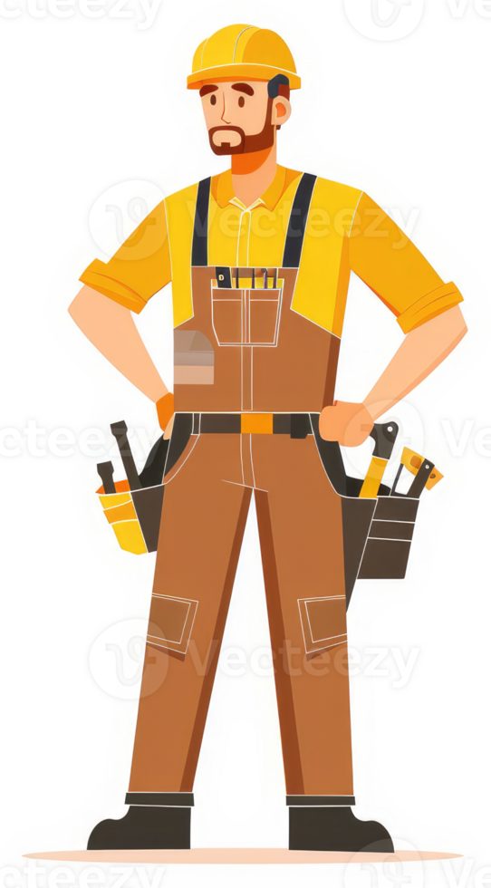 A skilled handyman in protective work attire. png