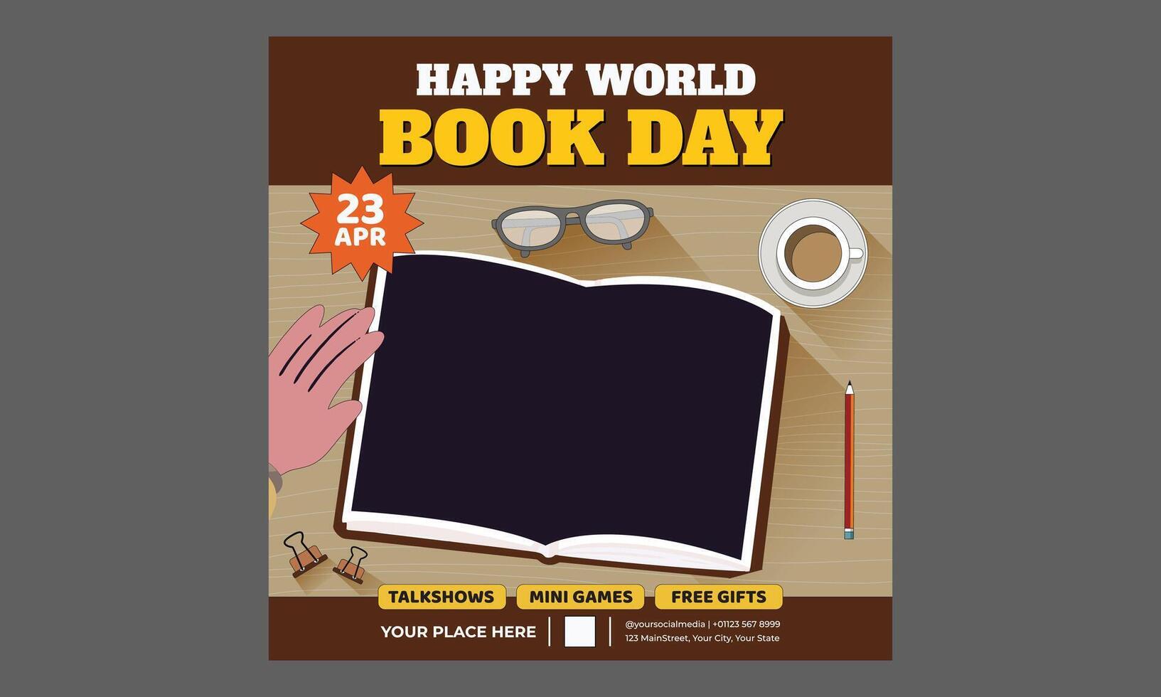 Book Day Socials Media. books sale, back to school concept design vector