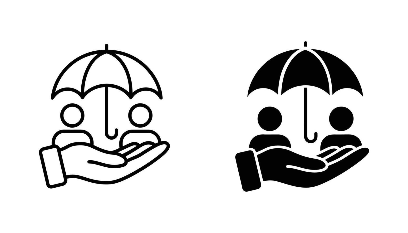 Umbrella with People Underneath, Hand Protection Illustration vector