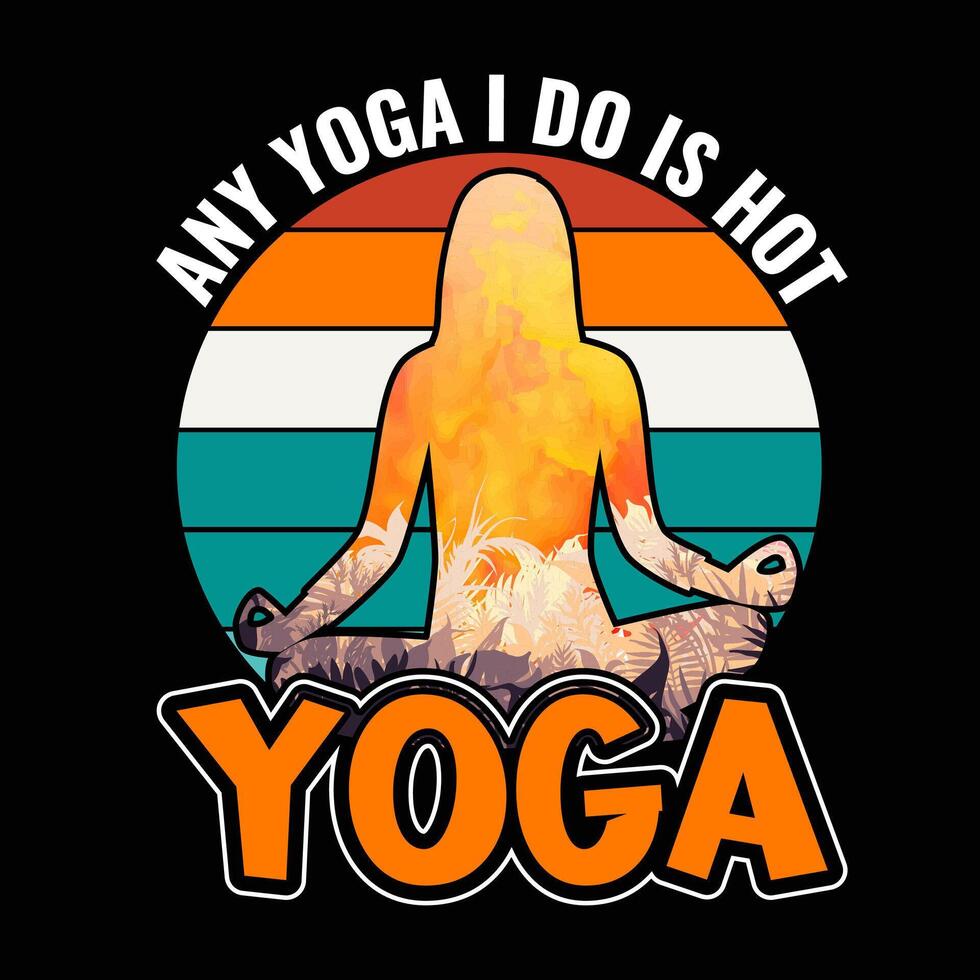 Yoga design for t-shirt with color background vector