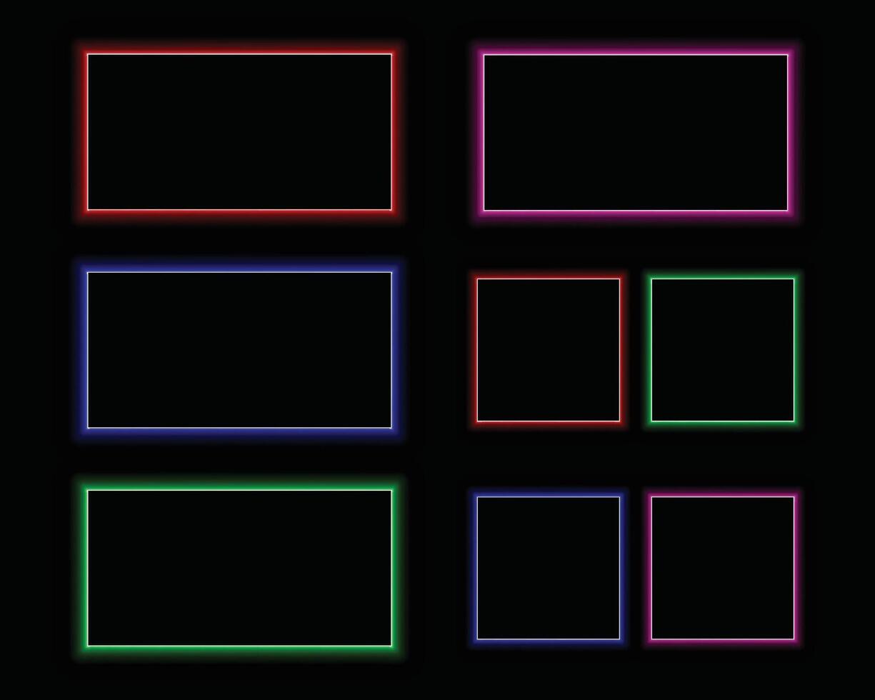 Neon Rectangle and square shape Frame - Glowing Red and Blue Design vector