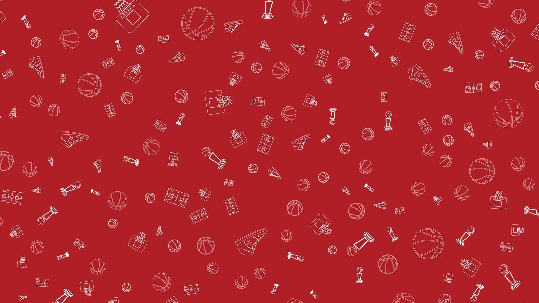Red Basketball Outline Seamless Pattern Background with Sport Icons for Modern Design vector