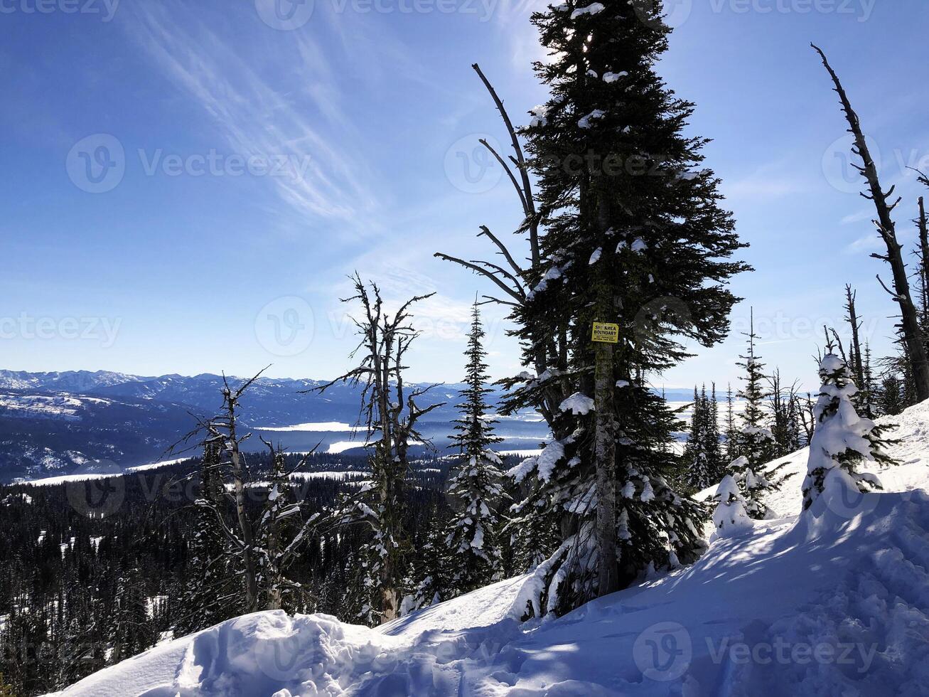 View from above the slope. Ski area and views of Brundage Mountain ski resort. photo