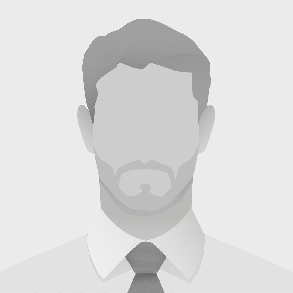 Faceless silhouette of a businessman depicted in minimalist grey colors wearing formal attire on plain background. Suitable for identity themes and professional avatar defoult photo placeholder vector