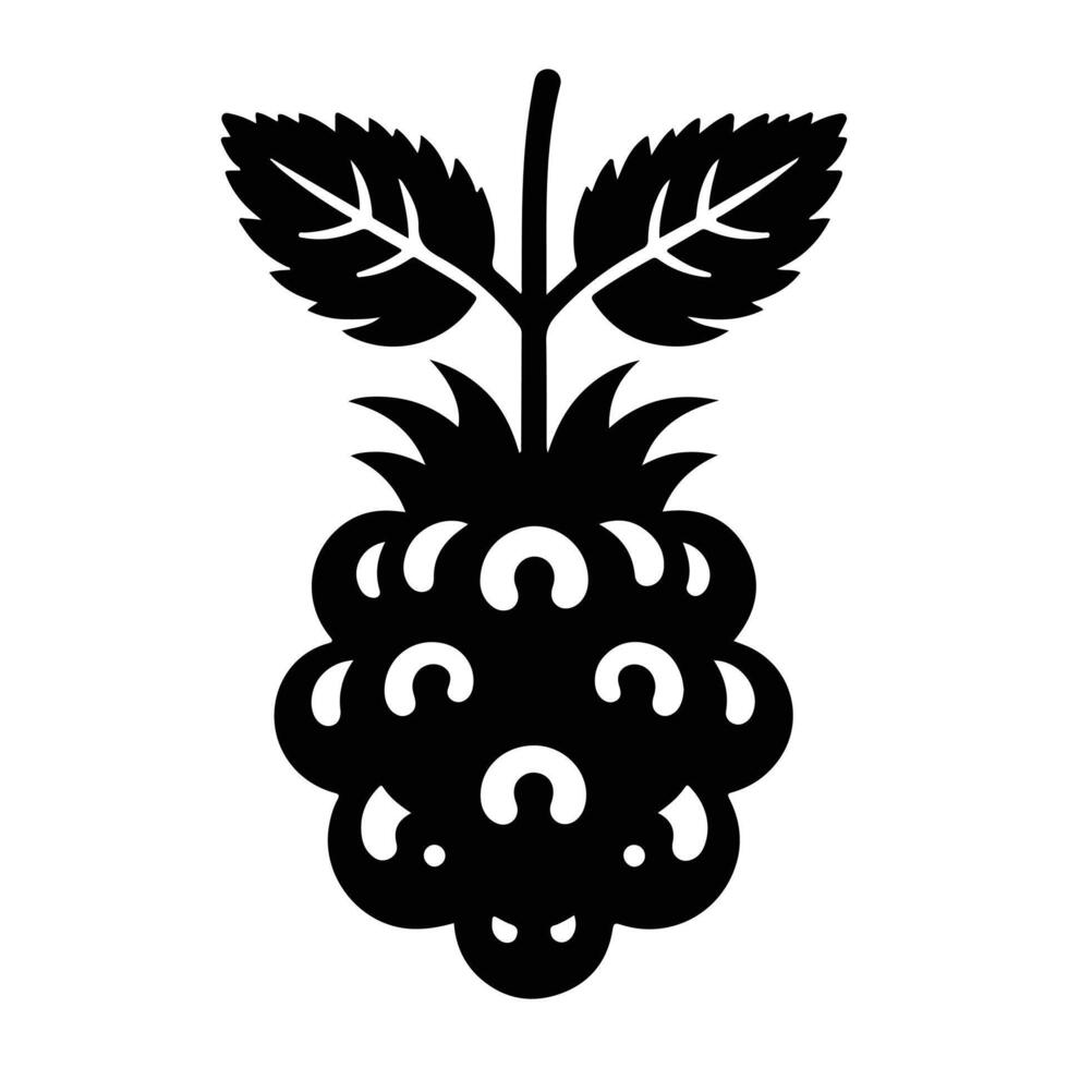 Hand-Drawn Blackberry Fruit with Leaves vector