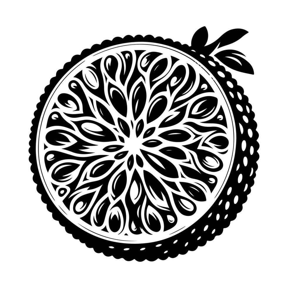 Exotic Jackfruit Black White Artwork vector