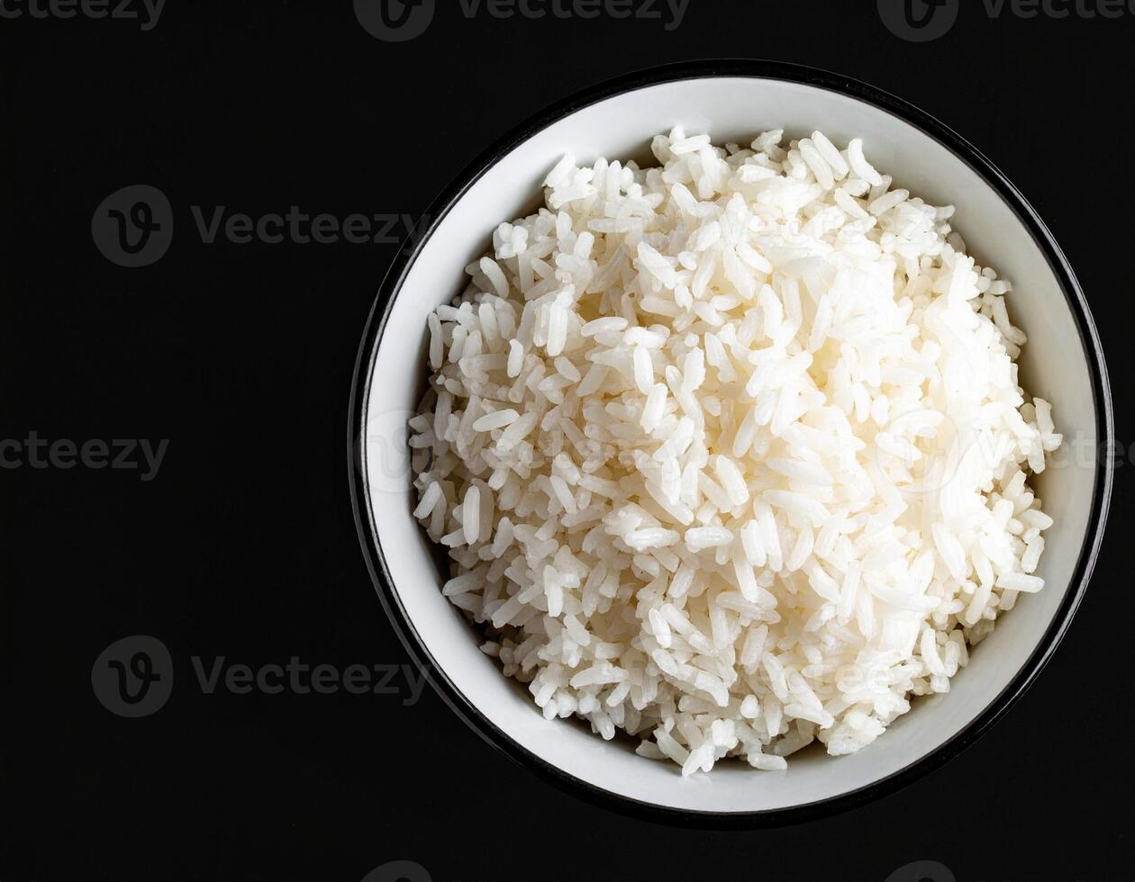Freshly Cooked Soft White Rice Served in a Beautiful Bowl photo