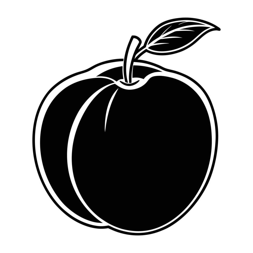 Peach Icon in Black and White vector