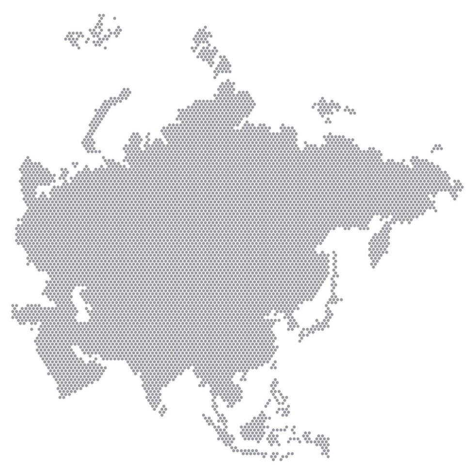 Stylized map of the continent Asia consisting of hexagons vector