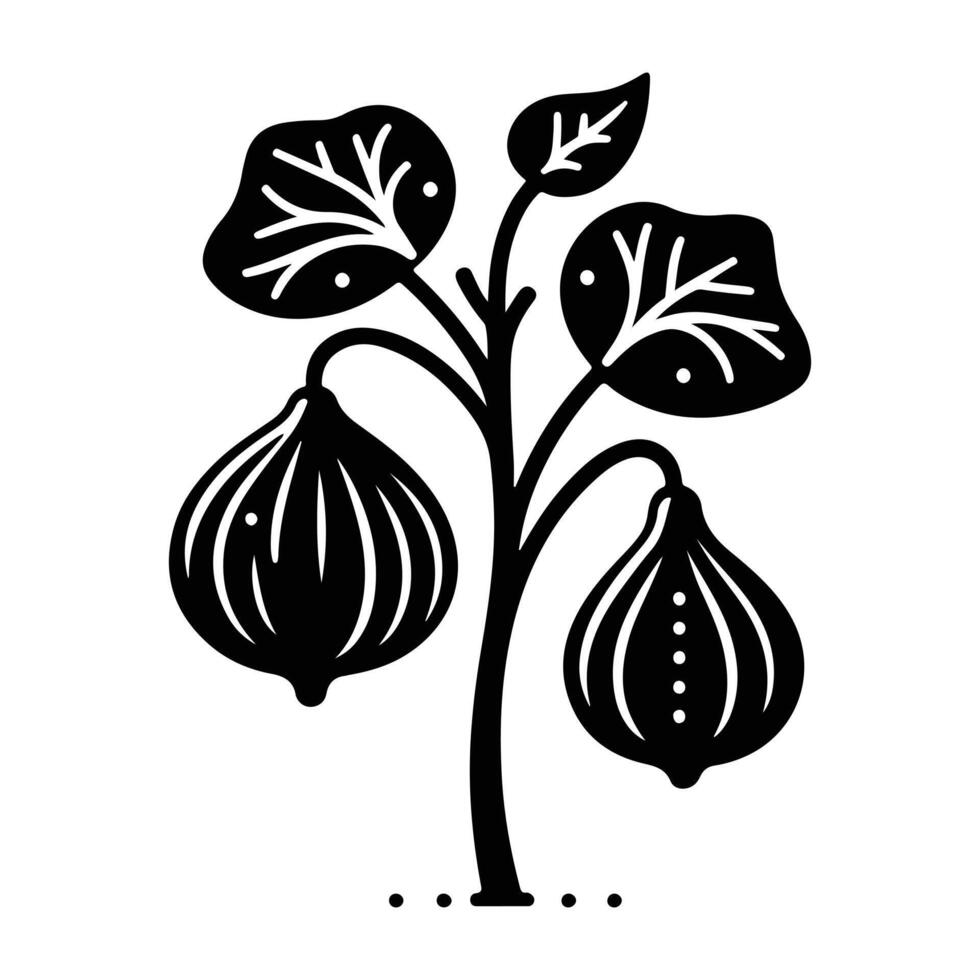 Fig Fruit Clipart with Leaf Detail vector