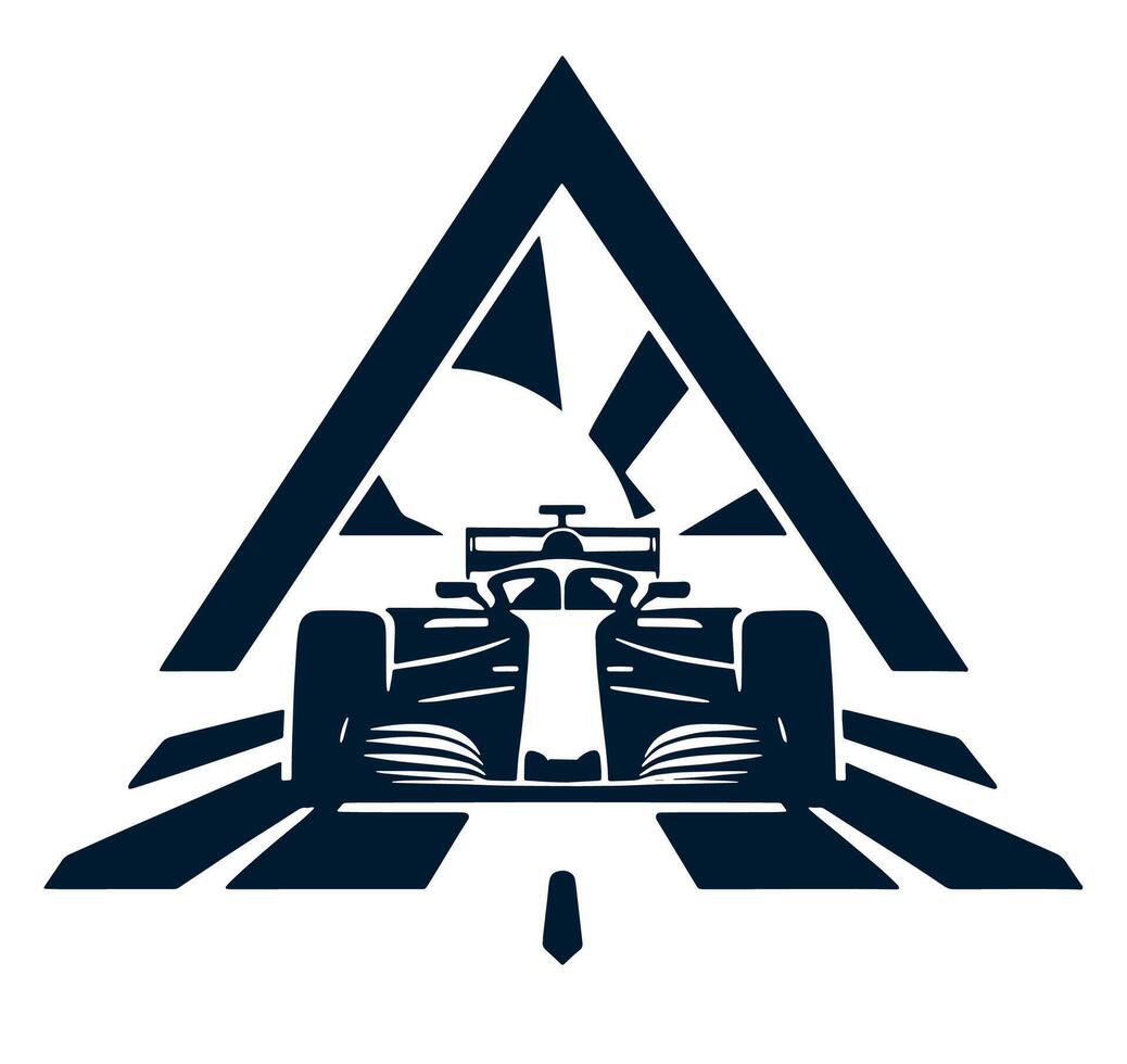 A futuristic car in a triangle with a black and white background vector