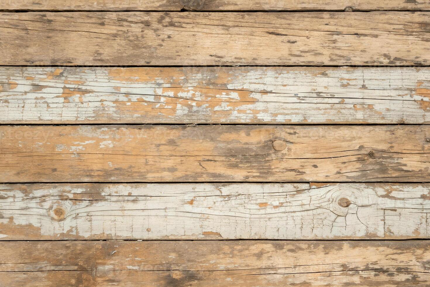 Rustic Wooden Planks with Cracks and Faded Paint. photo