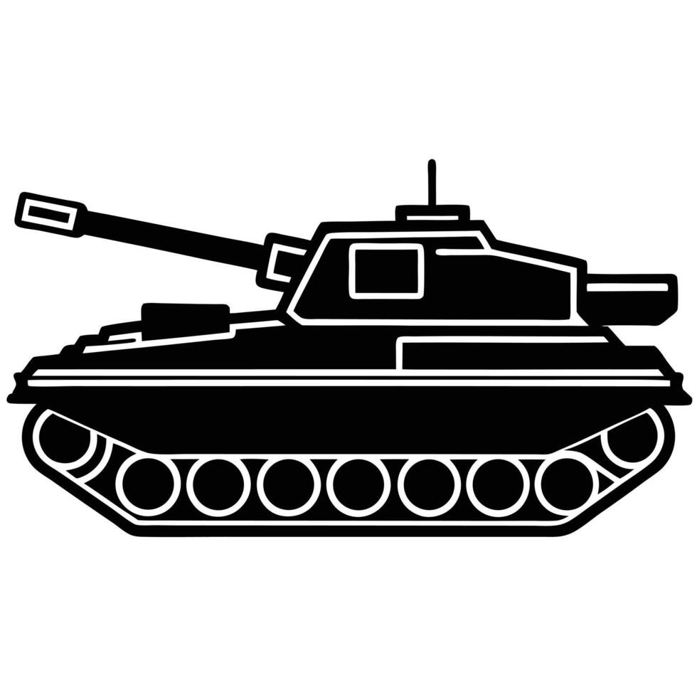 Outline of Heavily Armored Military Tank vector