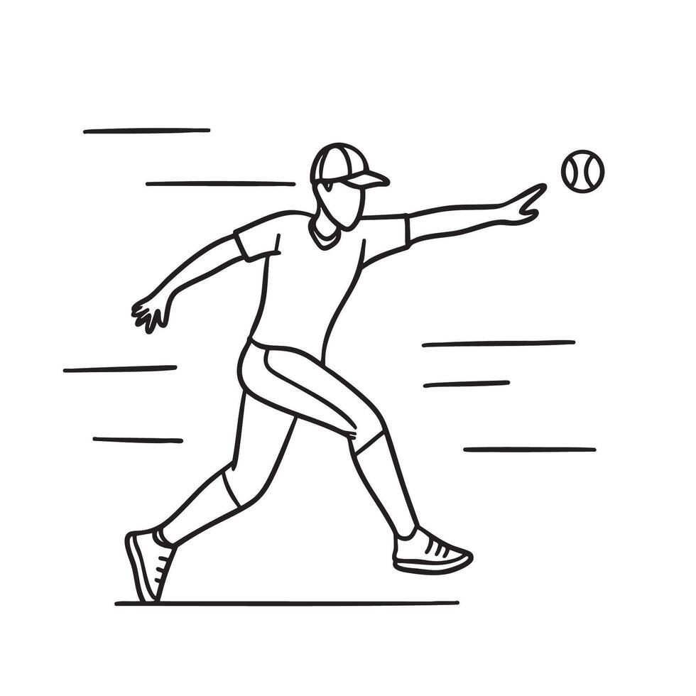 A throw gesture beside a baseball mid air vector