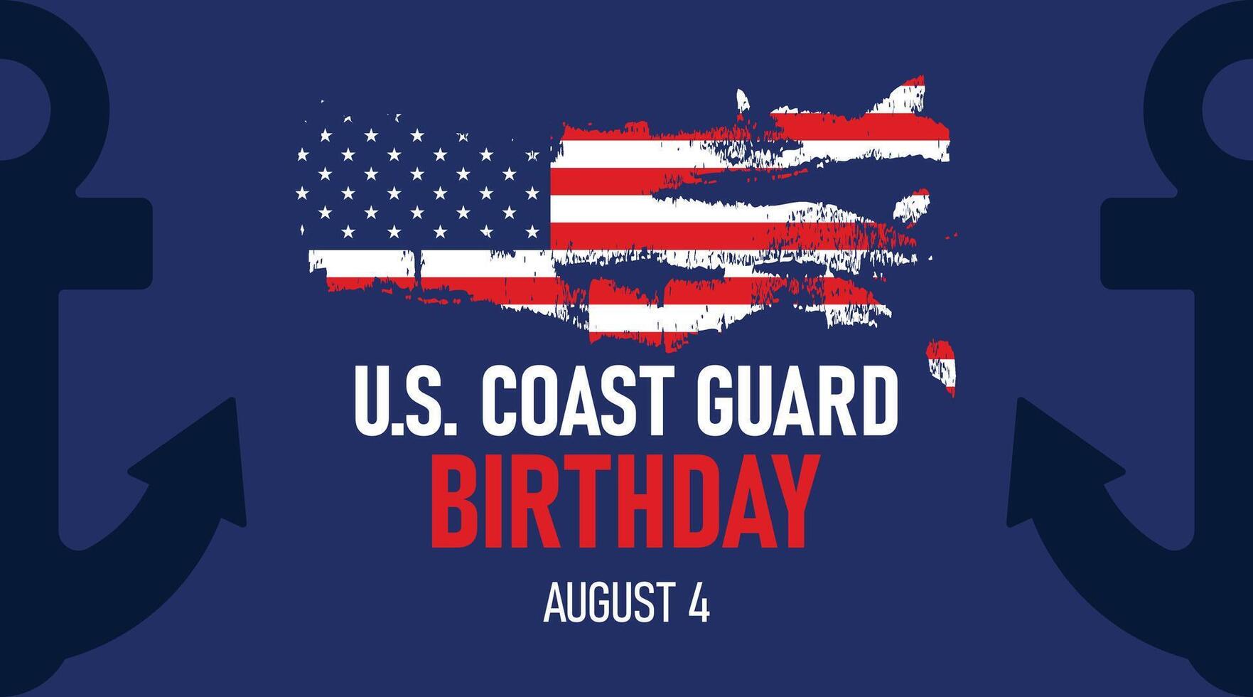 Bold Coast Guard Day Poster with American Flag Silhouette vector