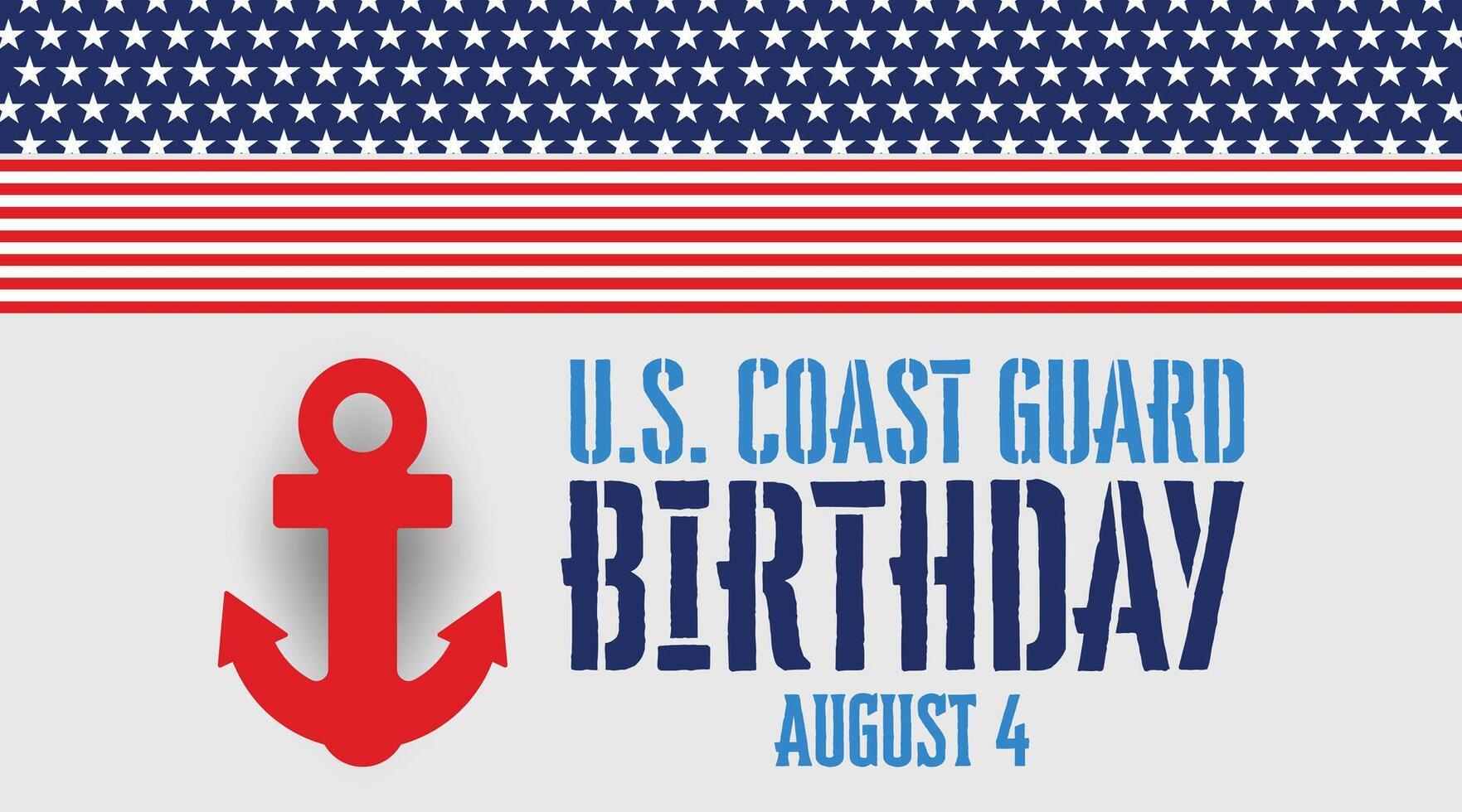 Coast Guard Birthday Card with Red Anchor and Blue Stripes vector