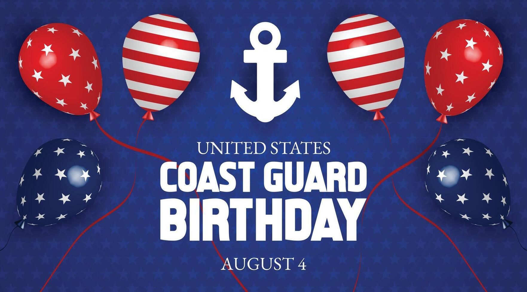 Coast Guard Birthday Balloons and Stars Celebration Design vector