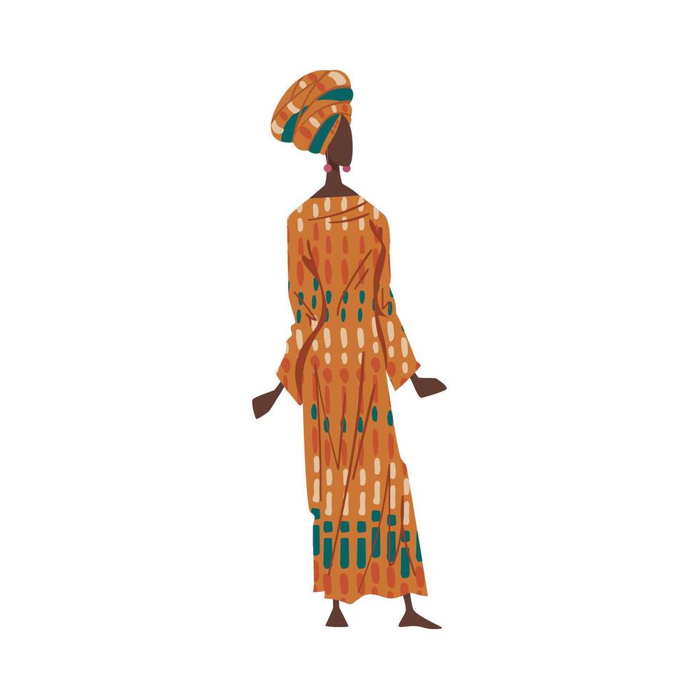 Woman in African National lothing, Female Representative of Country in Traditional Outfit of Nation Cartoon Style Illustration vector