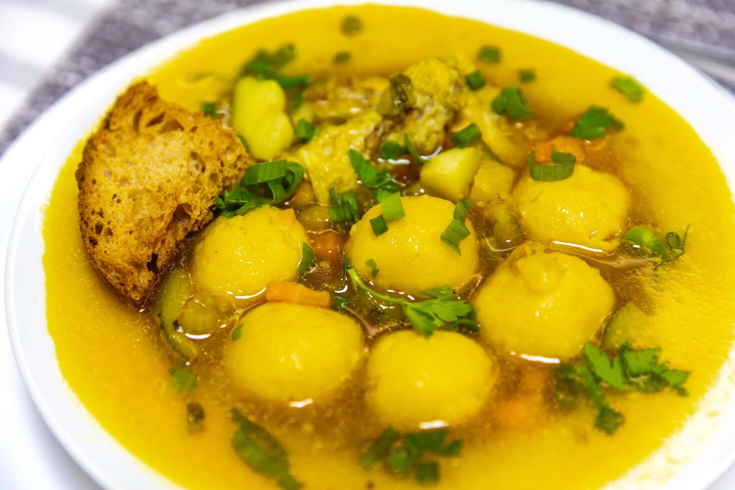 The iconic and traditional Paraguayan soup known as vori-vori or bori-bori, is the best soup in the world. Special soup for cold winter nights. Special photo