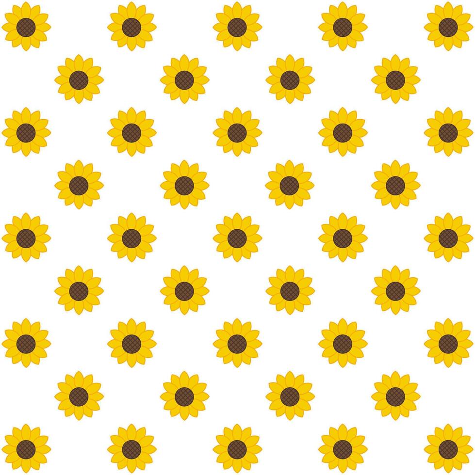 Seamless pattern with yellow flowers or sunflowers on white background.Floral wallpaper.Surface for textile.Decoration ornament.Wrapping paper.Summer or spring. vector