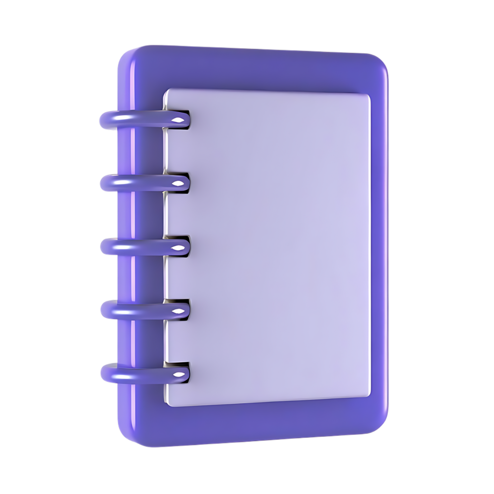 Purple Spiral Notebook Icon 3D Render png