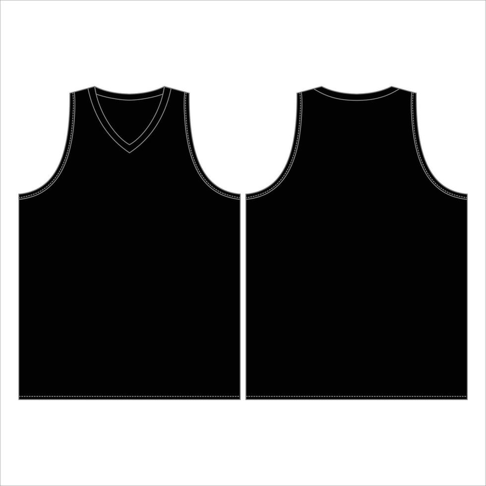 Basketball V-Neck Shirt Mockup - Sports Jersey Template for Uniform and Branding Design vector