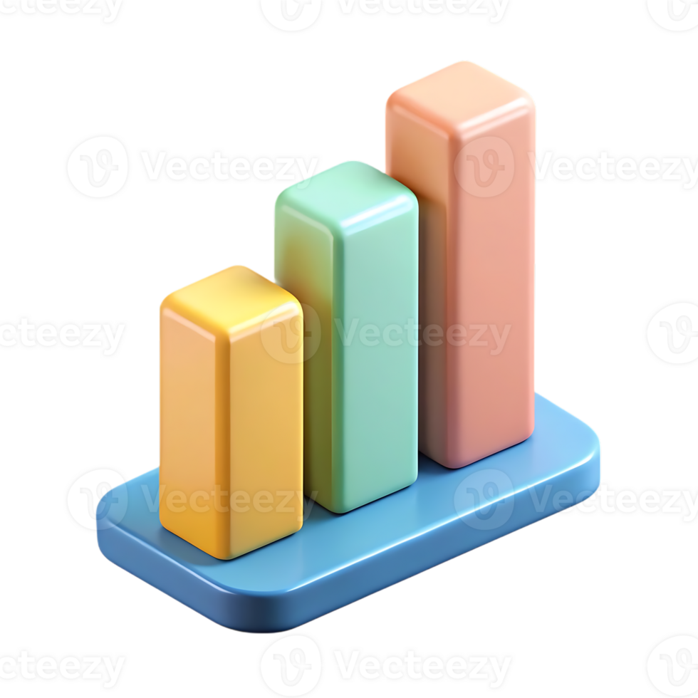 Colorful 3D Business Growth Bars on Transparent Background, Growth icon png
