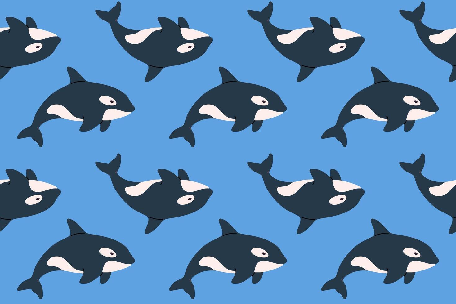 Seamless pattern with whales swimming on blue background. Ideal for ocean life illustrations, textile and kids designs vector