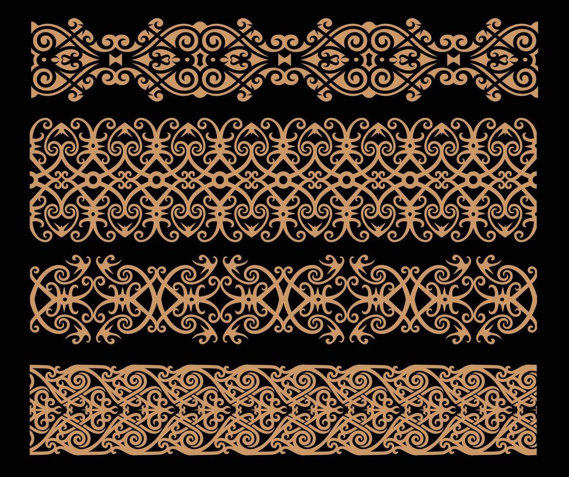 Authentic Borneo Culture Ornamental Borders vector