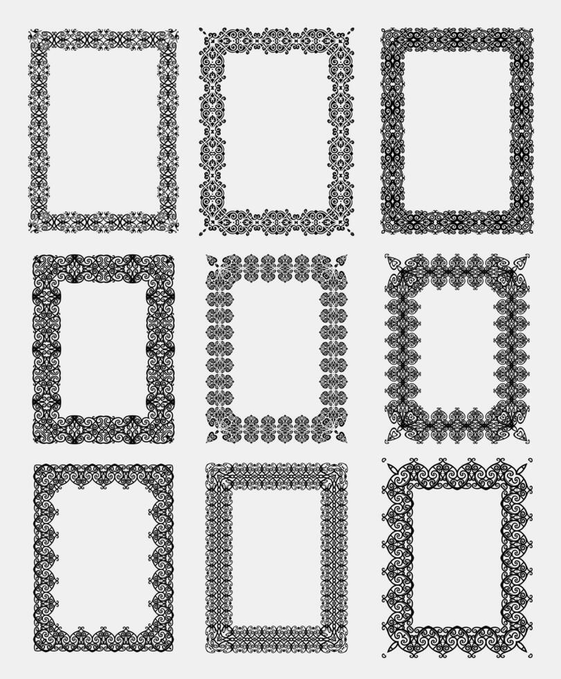 Ethnic Dayak Kalimantan Decorative Border Frames Collection vector