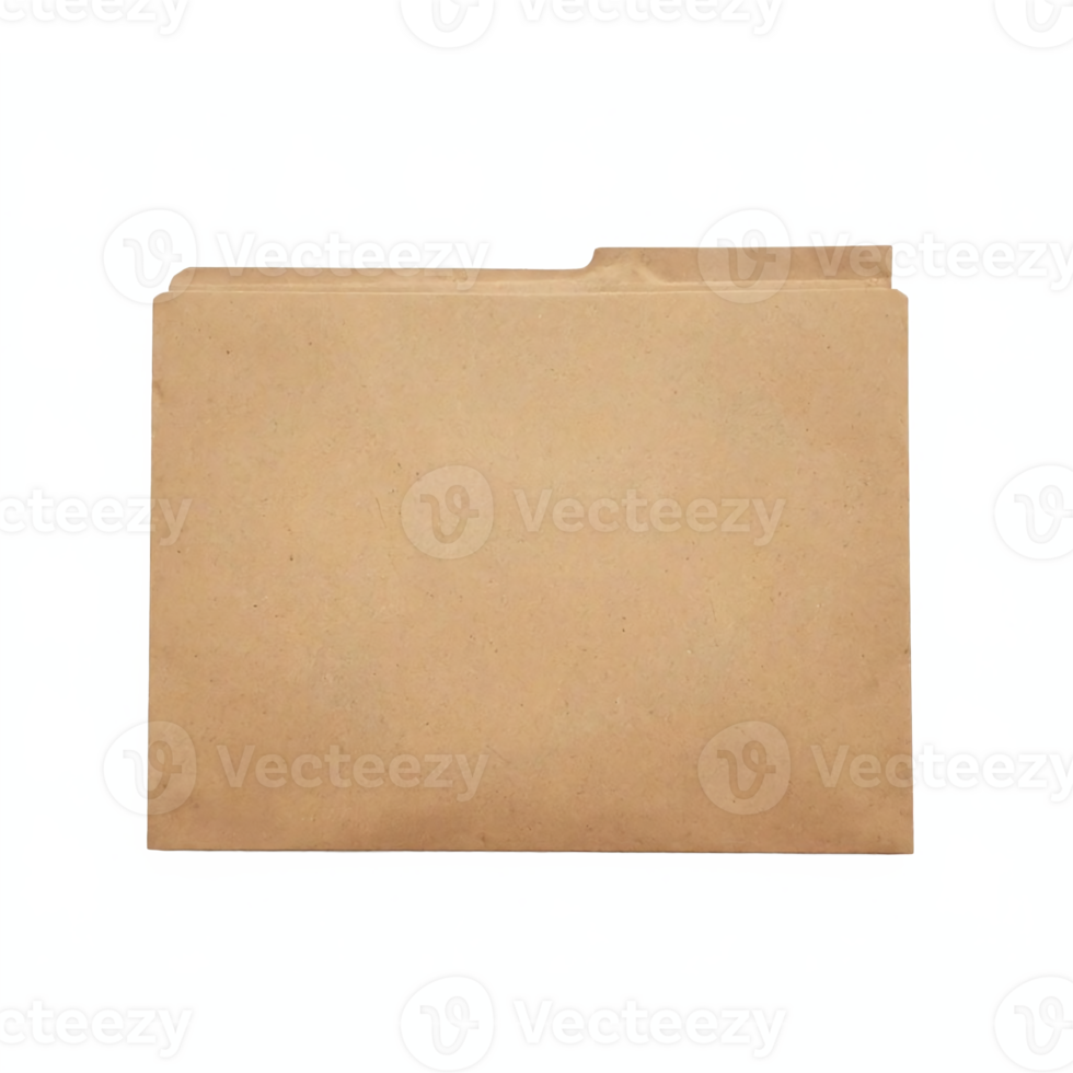 Brown Paper Folder with Tab on Transparent Background Clipping Path Office Organizer png