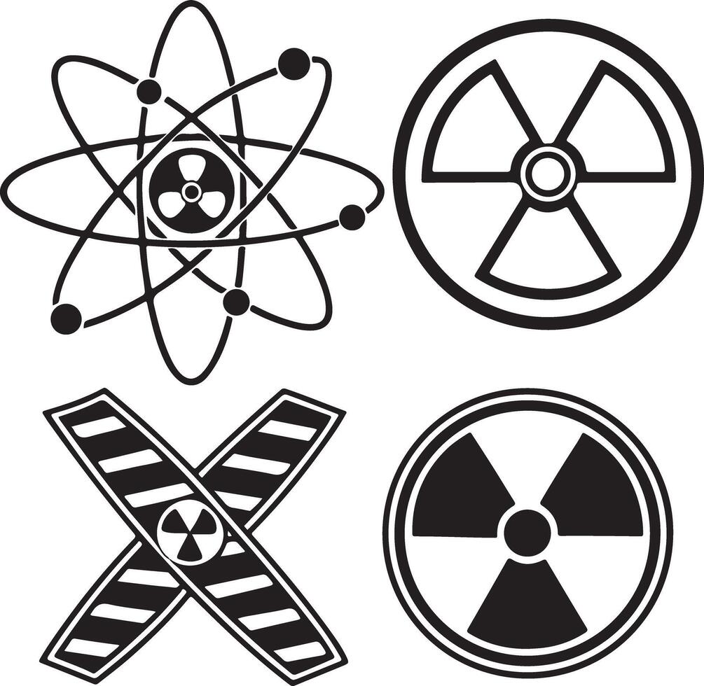 Nuclear symbols silhouette icon set vector