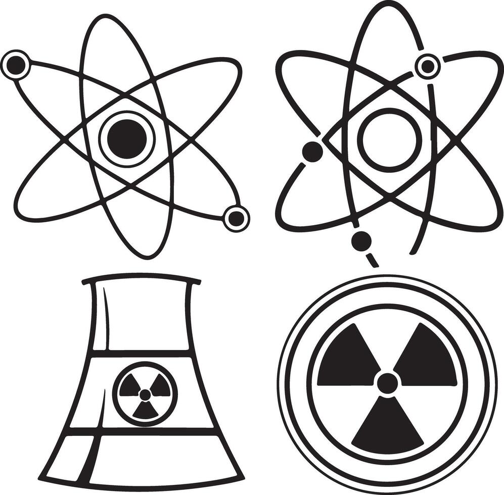 Atomic Symbol Silhouette Set vector